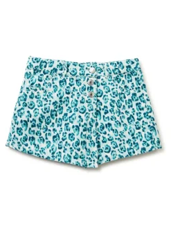 Benetton Blue Leopard Print Velvet Skort