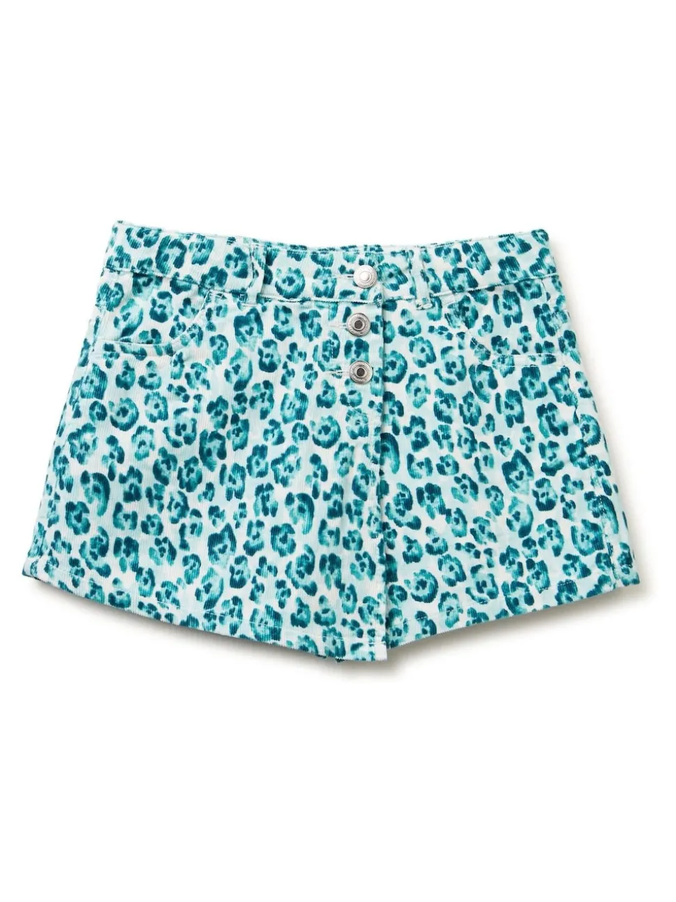 Benetton Blue Leopard Print Velvet Skort