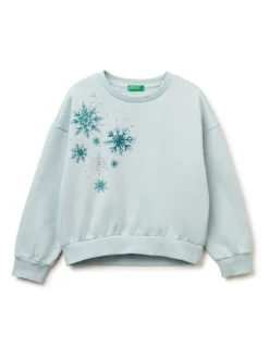 Benetton Blue Snowflake Sequin Sweatshirt