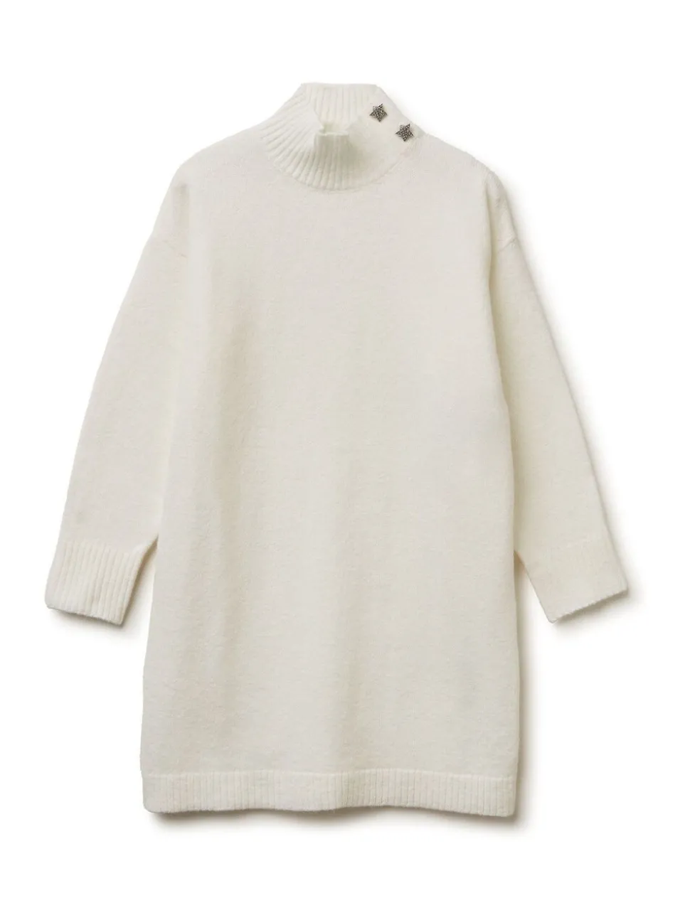 Benetton Cream High Neck Knitted Dress