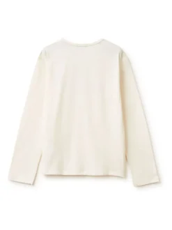Benetton Cream Sequin Logo Long Sleeve T-Shirt