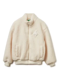 Benetton Fleece Zip Up Cream Jacket