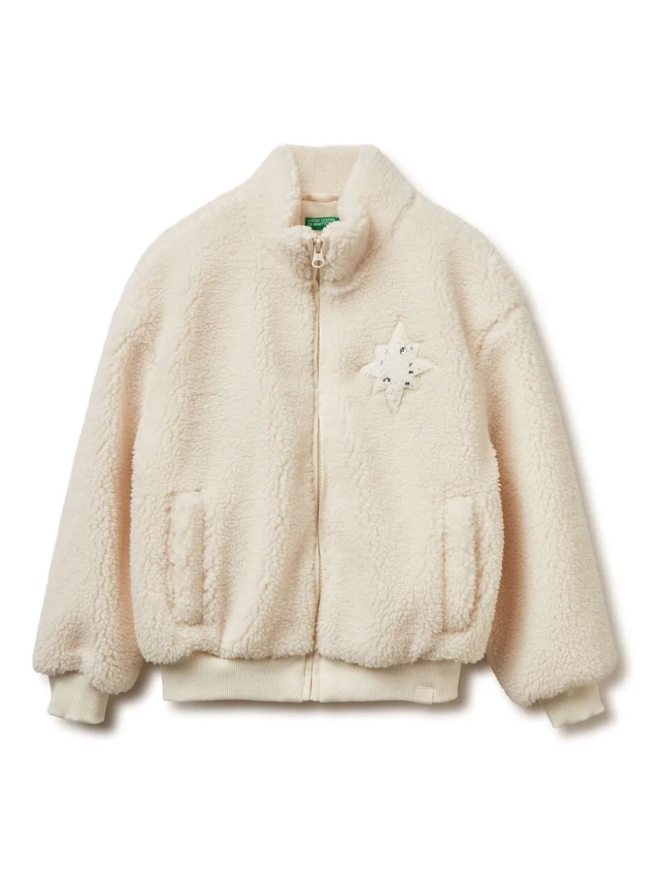 Benetton Fleece Zip Up Cream Jacket