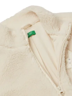 Benetton Fleece Zip Up Cream Jacket