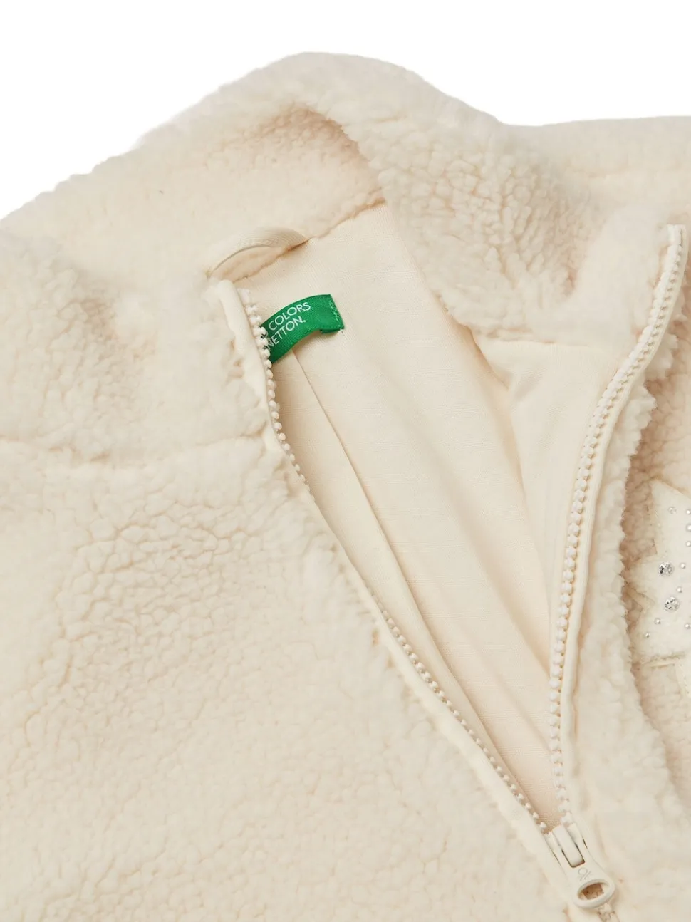 Benetton Fleece Zip Up Cream Jacket