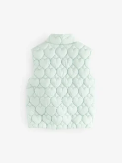 Benetton Girls Blue Heart Quilted Gilet