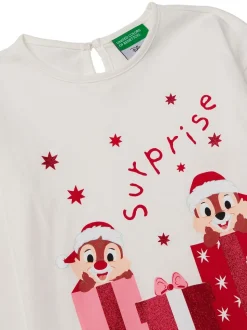 Benetton Long Sleeve Christmas Cream T-Shirt