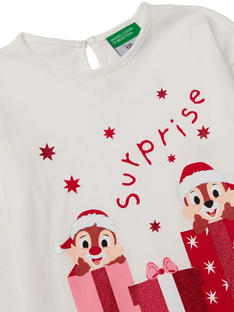 Benetton Long Sleeve Christmas Cream T-Shirt