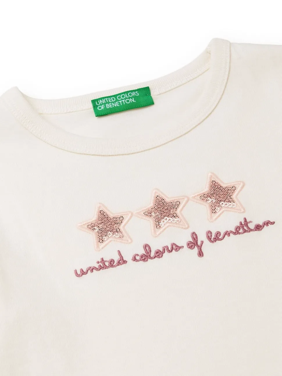 Benetton Long Sleeve Sequin Print Pink T-Shirt