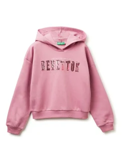 Benetton Sequin Cropped Hoodie