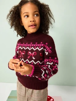 Berry Bow Christmas Jumper (3-16yrs)