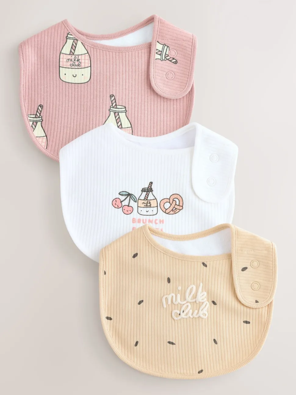 Berry Pink Food Character Baby Bibs 3 Pack