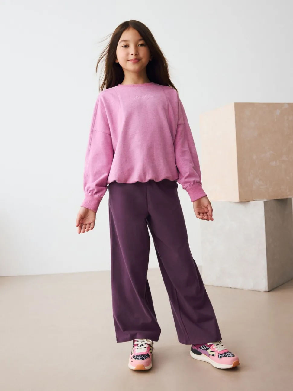 Berry Purple 1 Pack Wide Leg Jersey Trousers (3-16yrs)