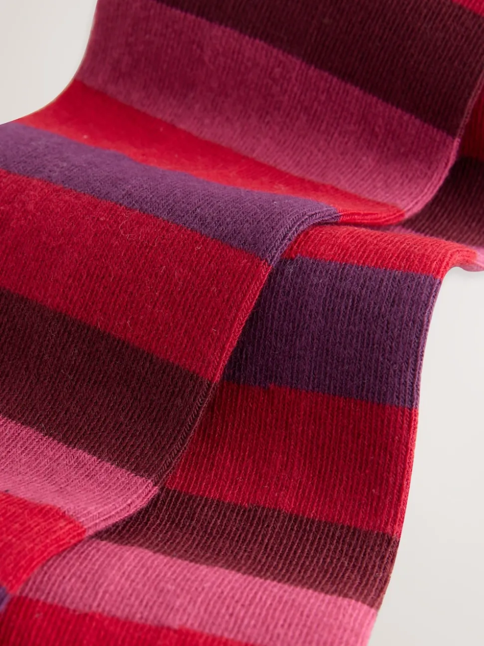 Berry Red Cotton Rich Stripe Tights