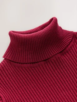 Berry Red Roll Neck Knit Jumper (3-16yrs)