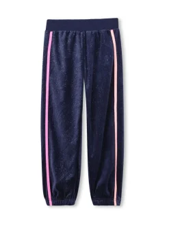 Billieblush Blue Velour Glitter Joggers With Contrast Stripe