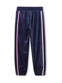 Billieblush Blue Velour Glitter Joggers With Contrast Stripe