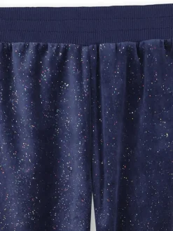 Billieblush Blue Velour Glitter Joggers With Contrast Stripe