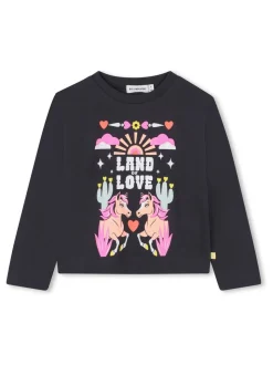 Billieblush Grey Unicorn Graphic Long Sleeve T-Shirt