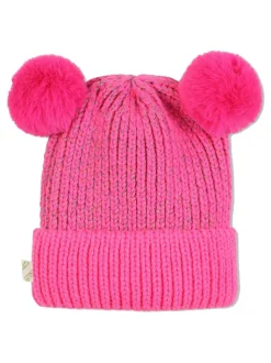 Billieblush Pink Double Pom Pom Logo Knitted Hat