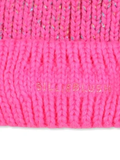 Billieblush Pink Double Pom Pom Logo Knitted Hat