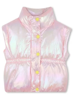 Billieblush Pink High Shine Button Through Puffer Gilet
