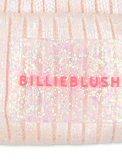 Billieblush Pink Iridescent Sparkle Logo Knitted Pom Hat