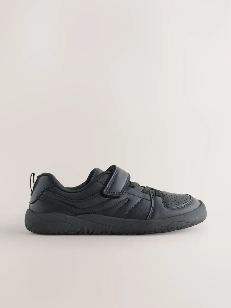 Black Barefoot Leather 1 Strap Elastic Lace School Shoes