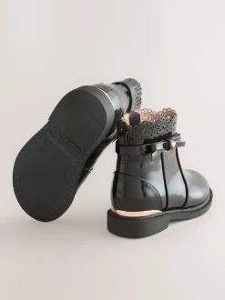 Black Chelsea Bow Ankle Boots