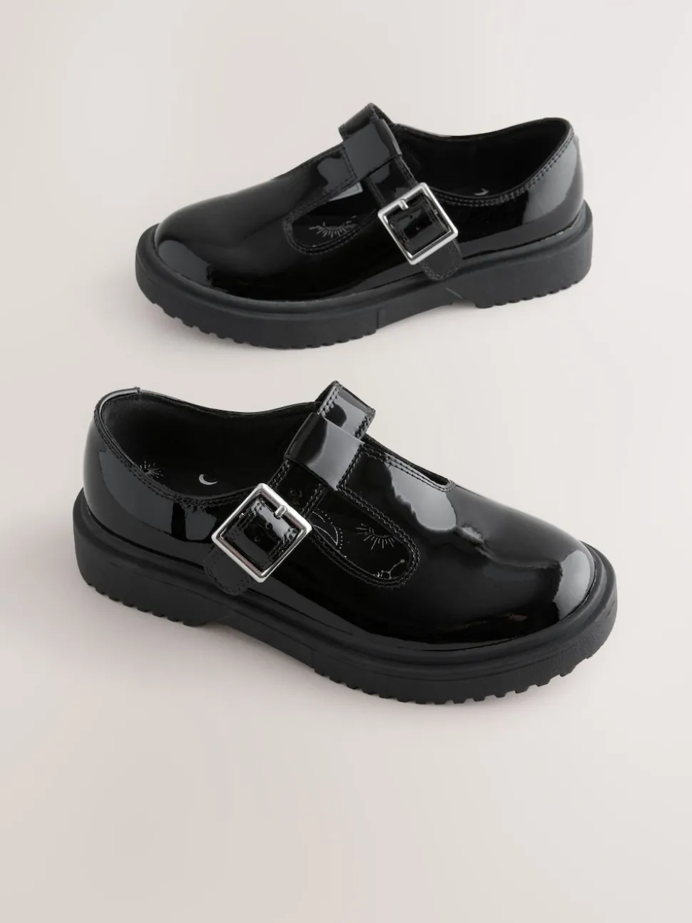 Black Chunky T-Bar School Shoes