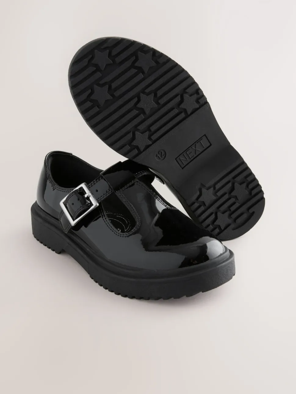 Black Chunky T-Bar School Shoes