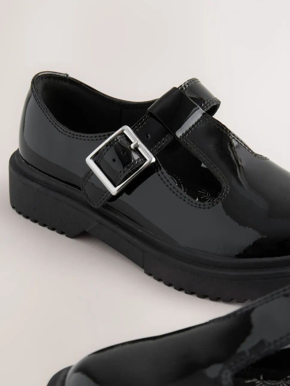 Black Chunky T-Bar School Shoes