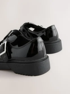 Black Chunky T-Bar School Shoes