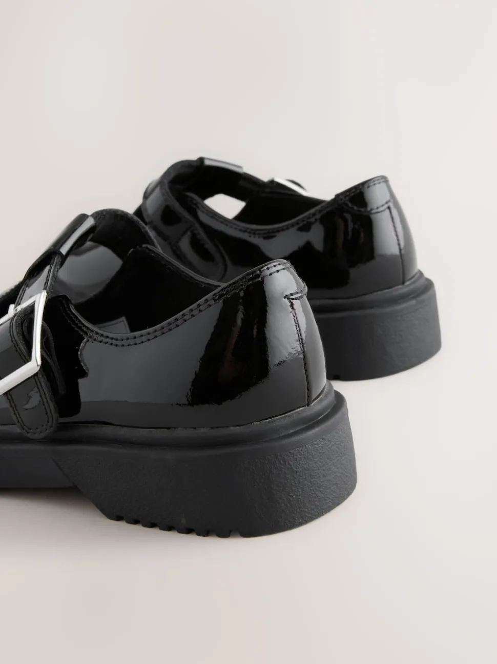 Black Chunky T-Bar School Shoes