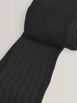 Black Cotton Rich Rib Tights