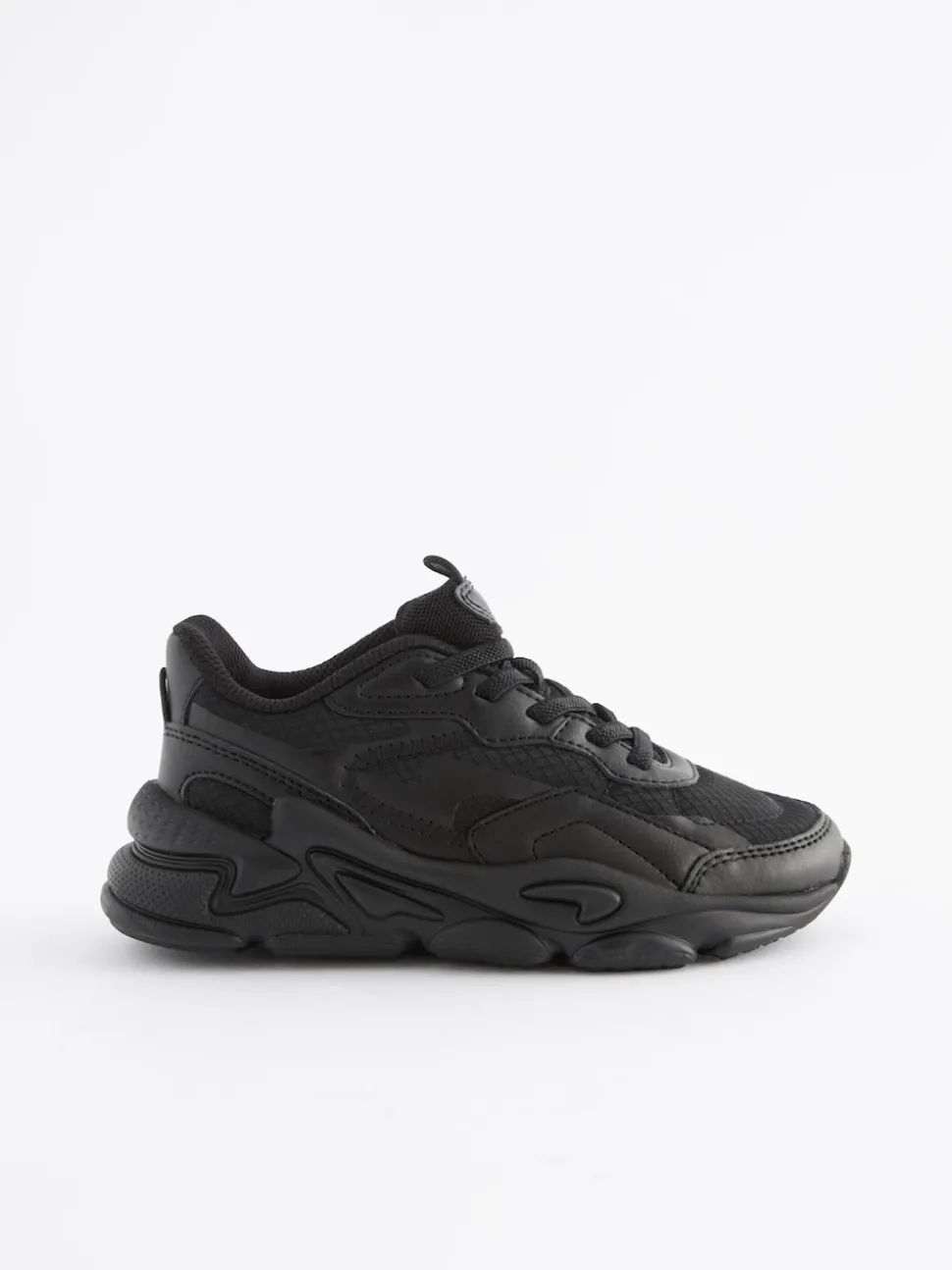 Black Elastic Lace Trainers