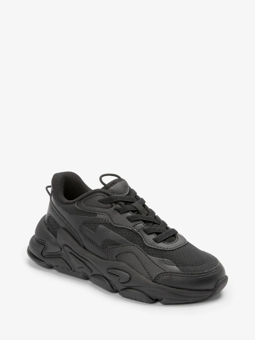 Black Elastic Lace Trainers