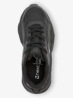 Black Elastic Lace Trainers