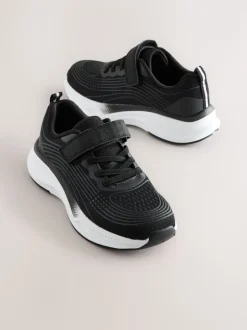 Black Elastic Lace-Up Trainers