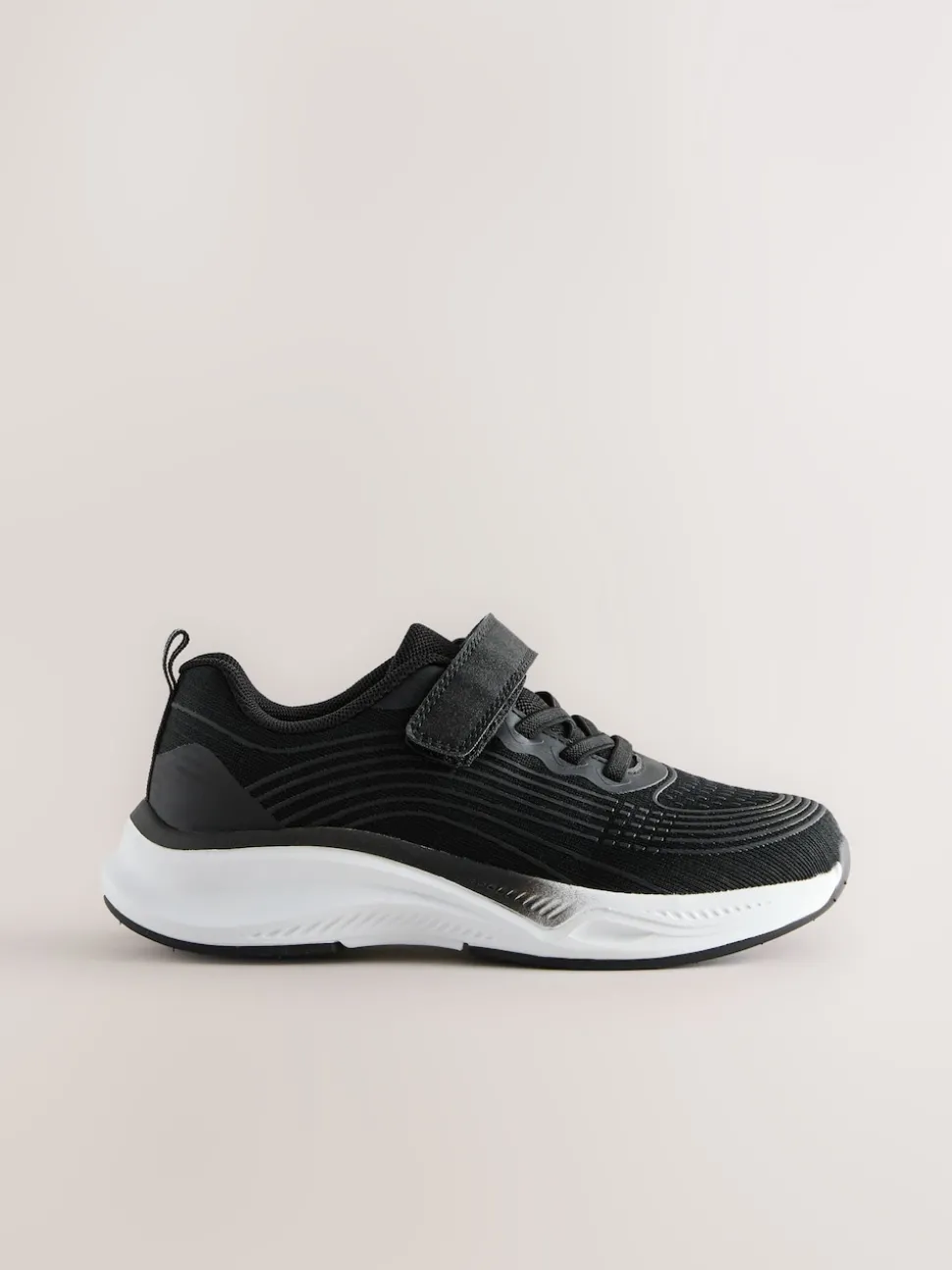 Black Elastic Lace-Up Trainers