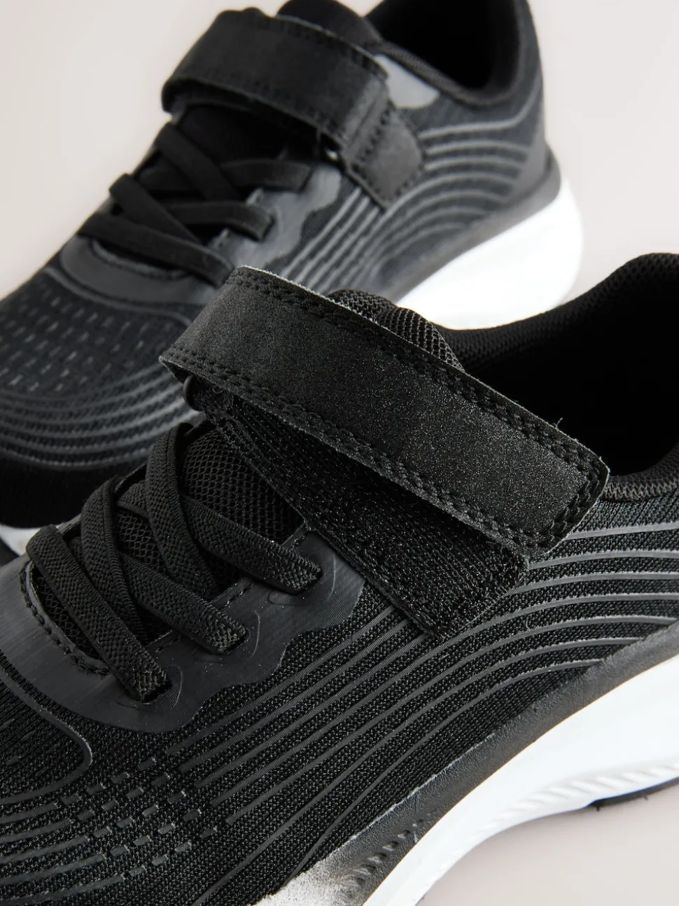 Black Elastic Lace-Up Trainers