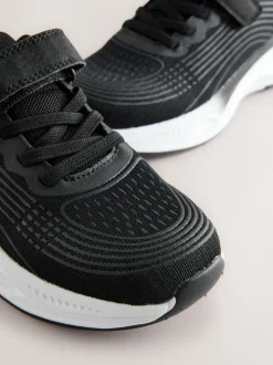 Black Elastic Lace-Up Trainers