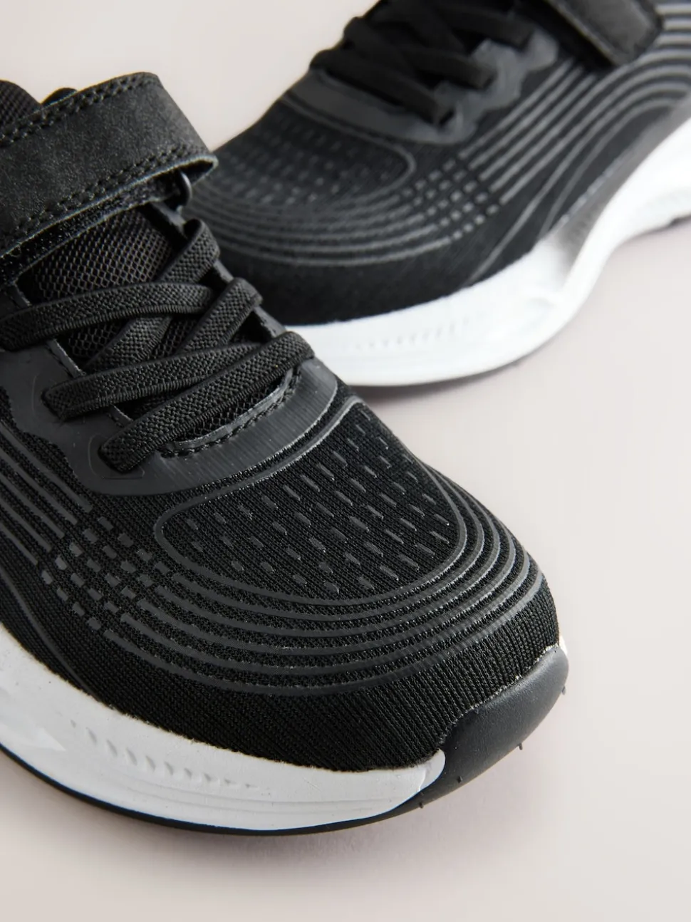 Black Elastic Lace-Up Trainers