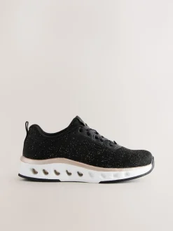 Black Elastic Lace-Up Trainers
