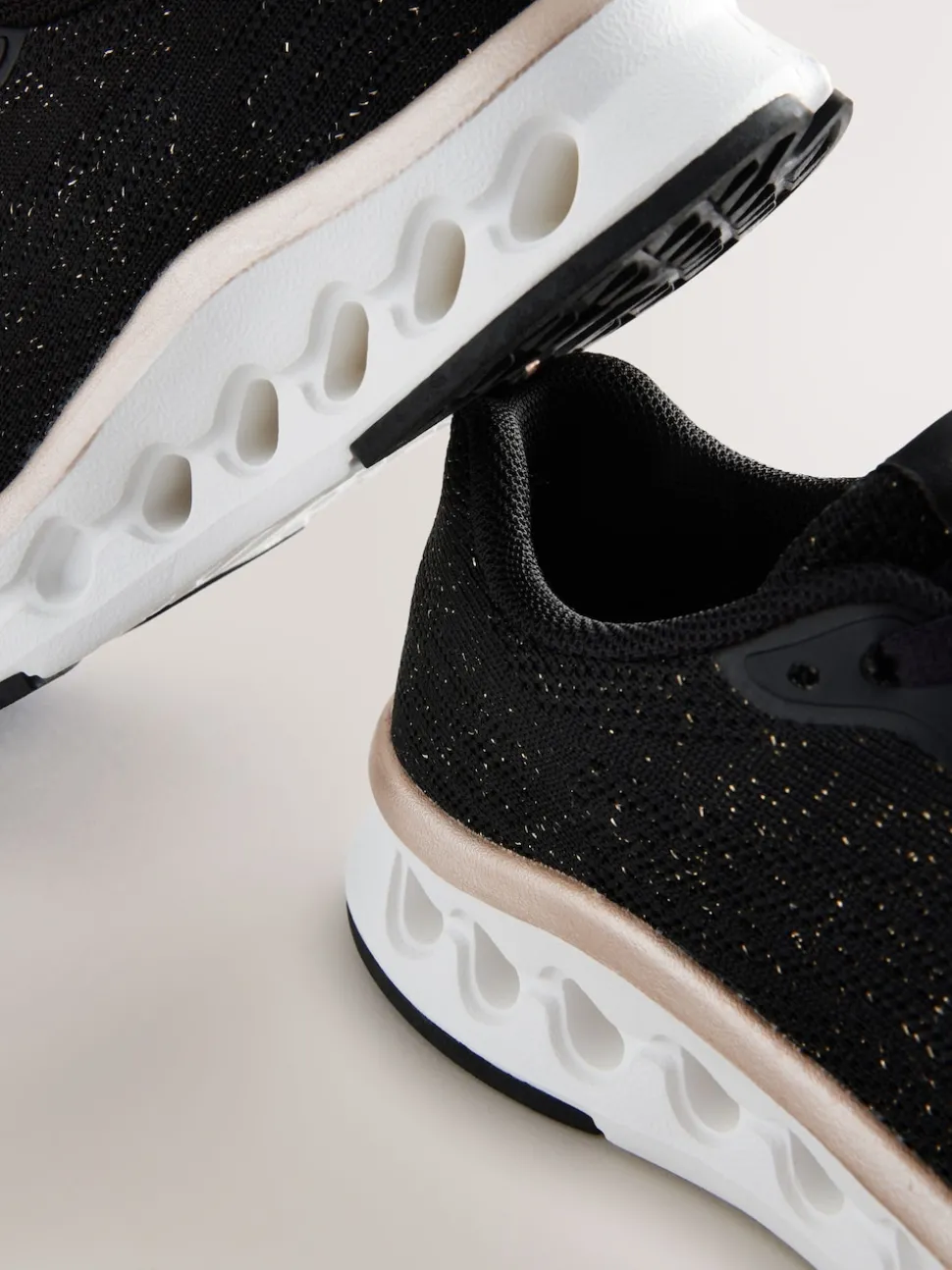 Black Elastic Lace-Up Trainers