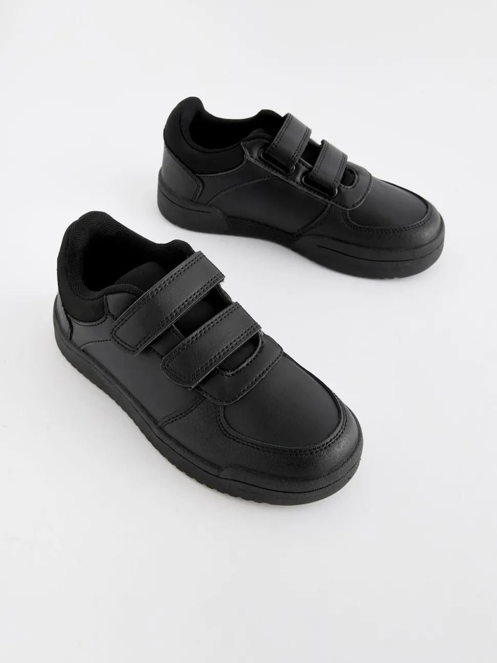 Black Extra Wide Fit (H) 3 Straps Touch Fastening School Shoes
