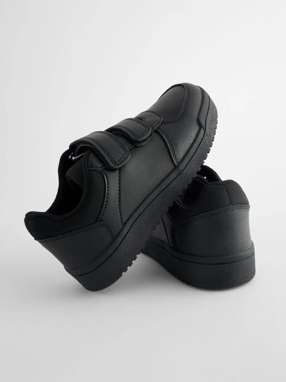 Black Extra Wide Fit (H) 3 Straps Touch Fastening School Shoes