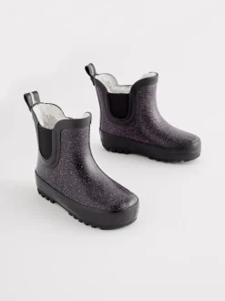 Black Glitter Chelsea Wellies