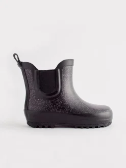Black Glitter Chelsea Wellies