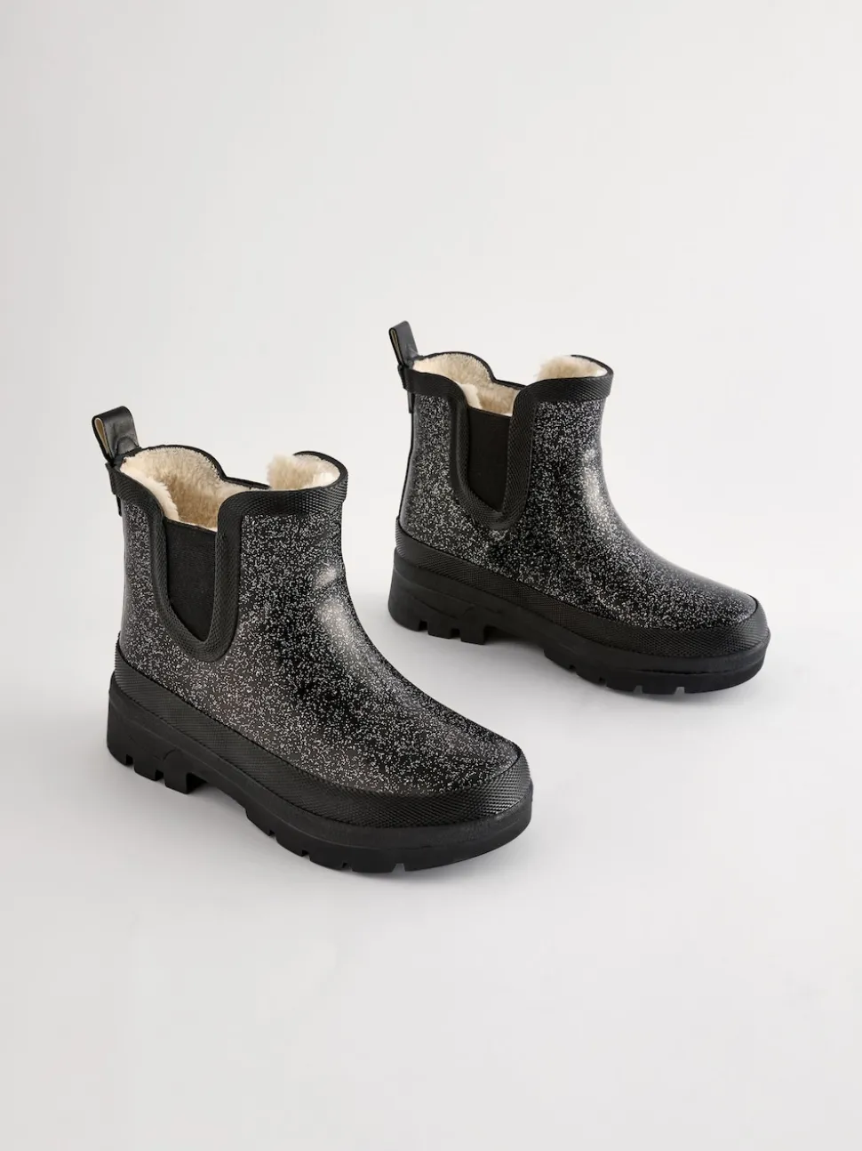 Black Glitter Chelsea Wellies